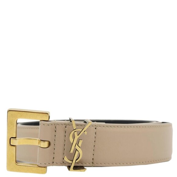 Yves Saint Laurent  Cassandre Leather Belt Beige Size 90 - Picture 1 of 11
